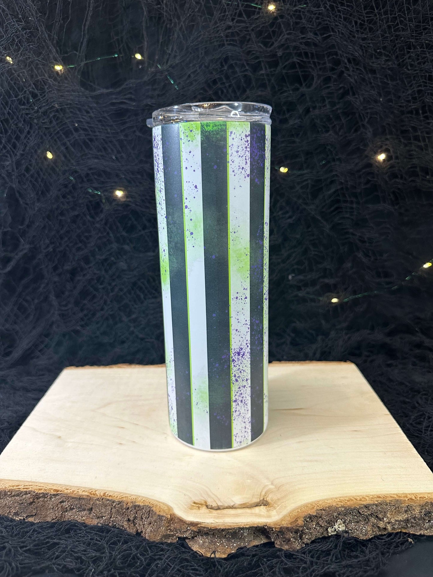 I myself am strange & Unusual Beetlejuice 20 oz Skinny Tumbler (GLOWS IN DARK)