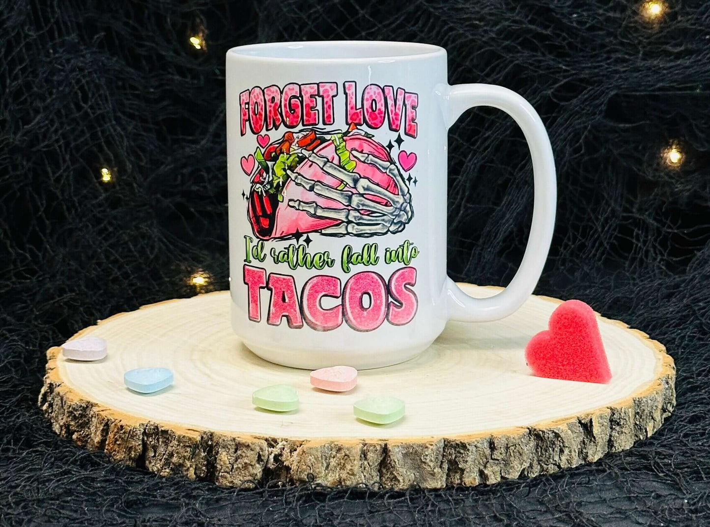 Valentines Day Taco Mug, Funny, Anti Valentine, White Glossy Ceramic 15 oz, Taco Birthday Women, Gifts for her, Tacos, Single Friend Gift