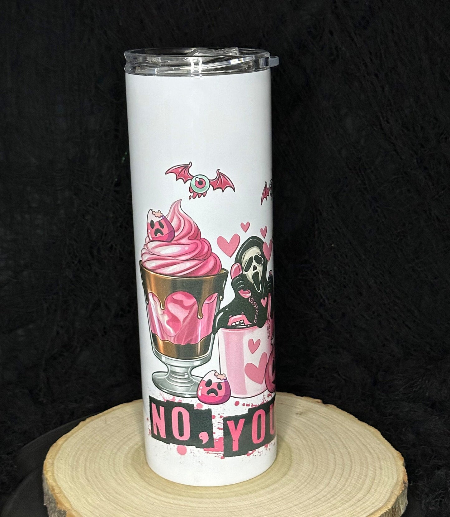 Valentines Day Spooky Tumbler, White Glossy Ceramic 30 oz, Anti Valentines Day, Single friend gift, Funny Halloween, Gifts for her, Creepy